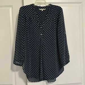 Navy Floral Tunic with Buttons